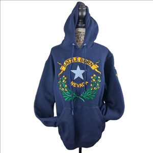 Jerzees Navy Blue Battle Born Hoodie Medium